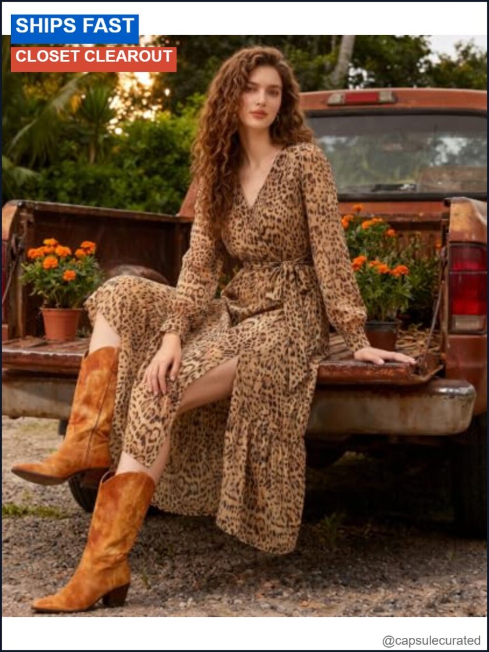 Women's Long Sleeve Midi Dress with Pockets V-Neck Side Slit - Picture 2 of 6